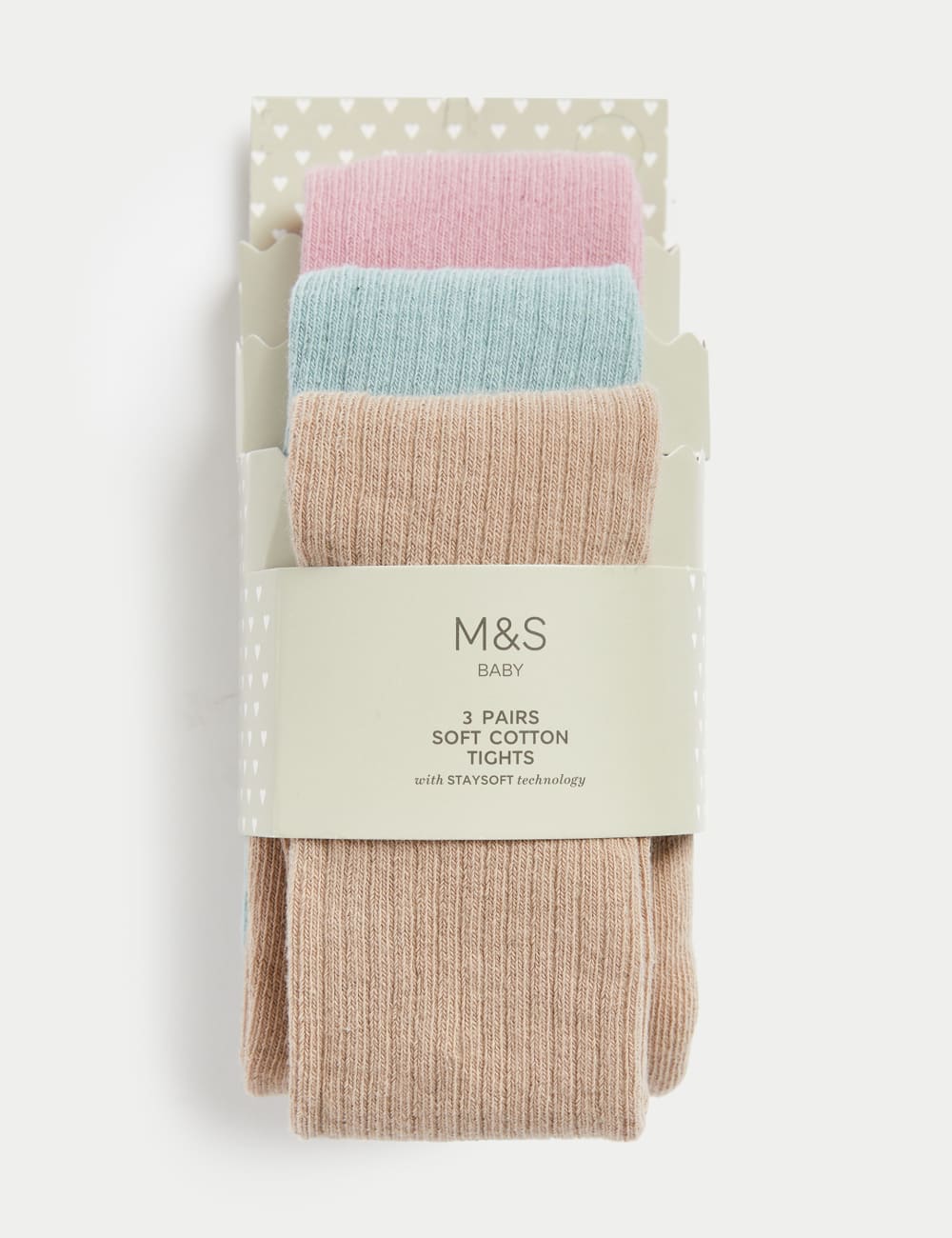 

3 пары хлопковых колготок в рубчик Marks & Spencer, разноцветный