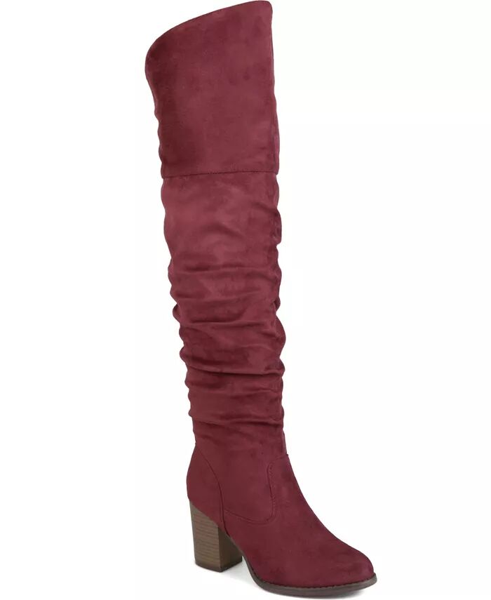Женские сапоги Kaison Extra Wide Calf Stacked Heel выше колена Journee Collection, фиолетовый