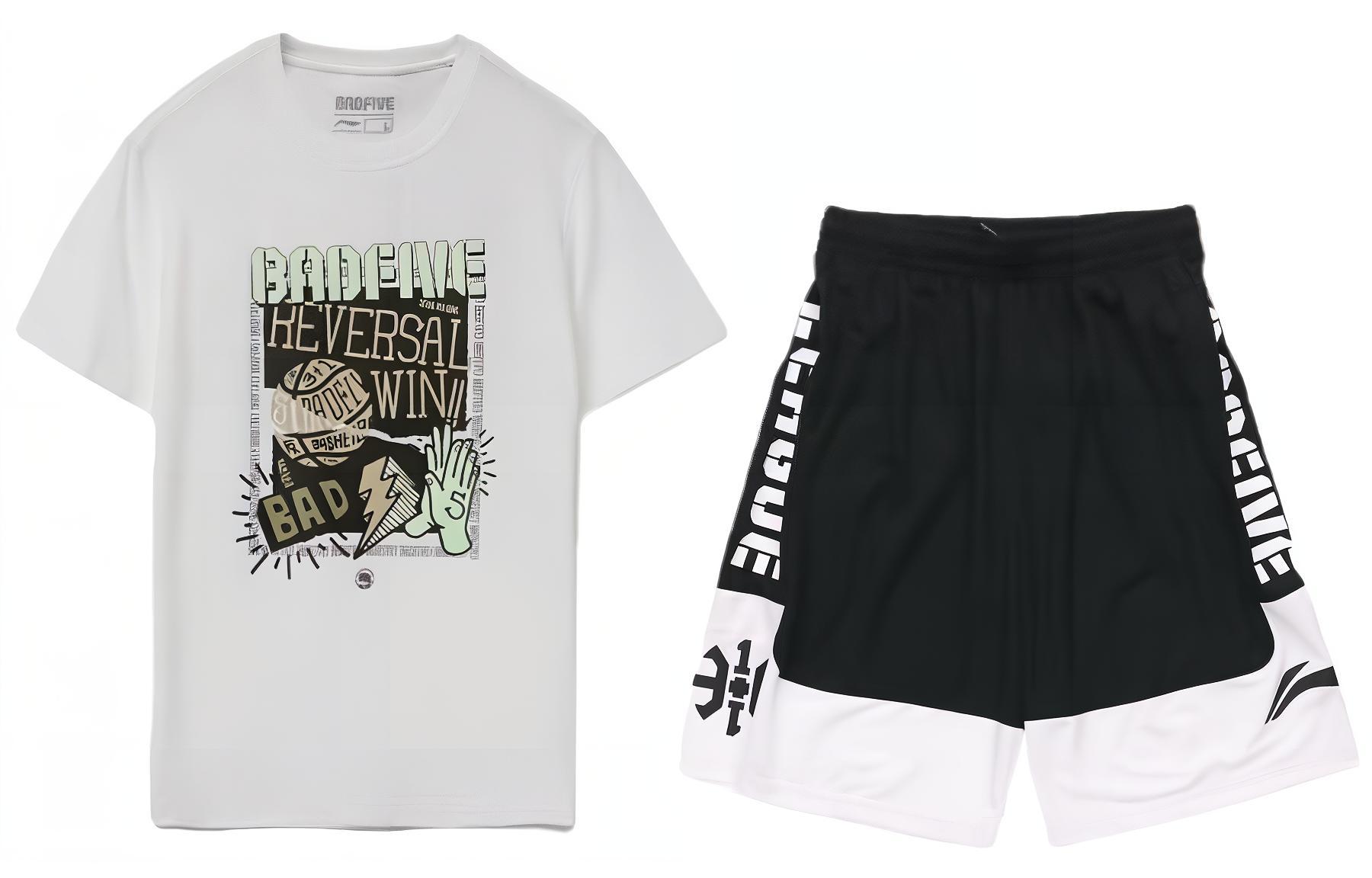 

LINING Спортивный баскетбольный костюм мужской white+black