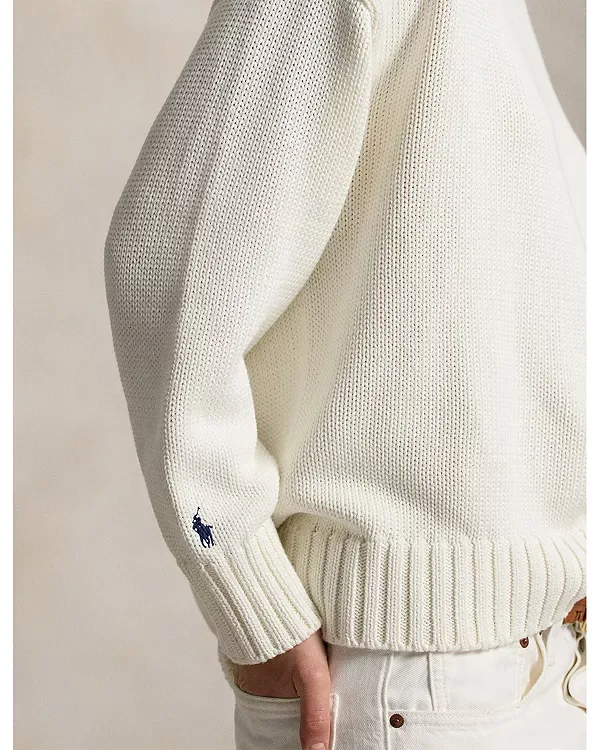 Свободный свитер с круглым вырезом Ralph Lauren, White — фото 4