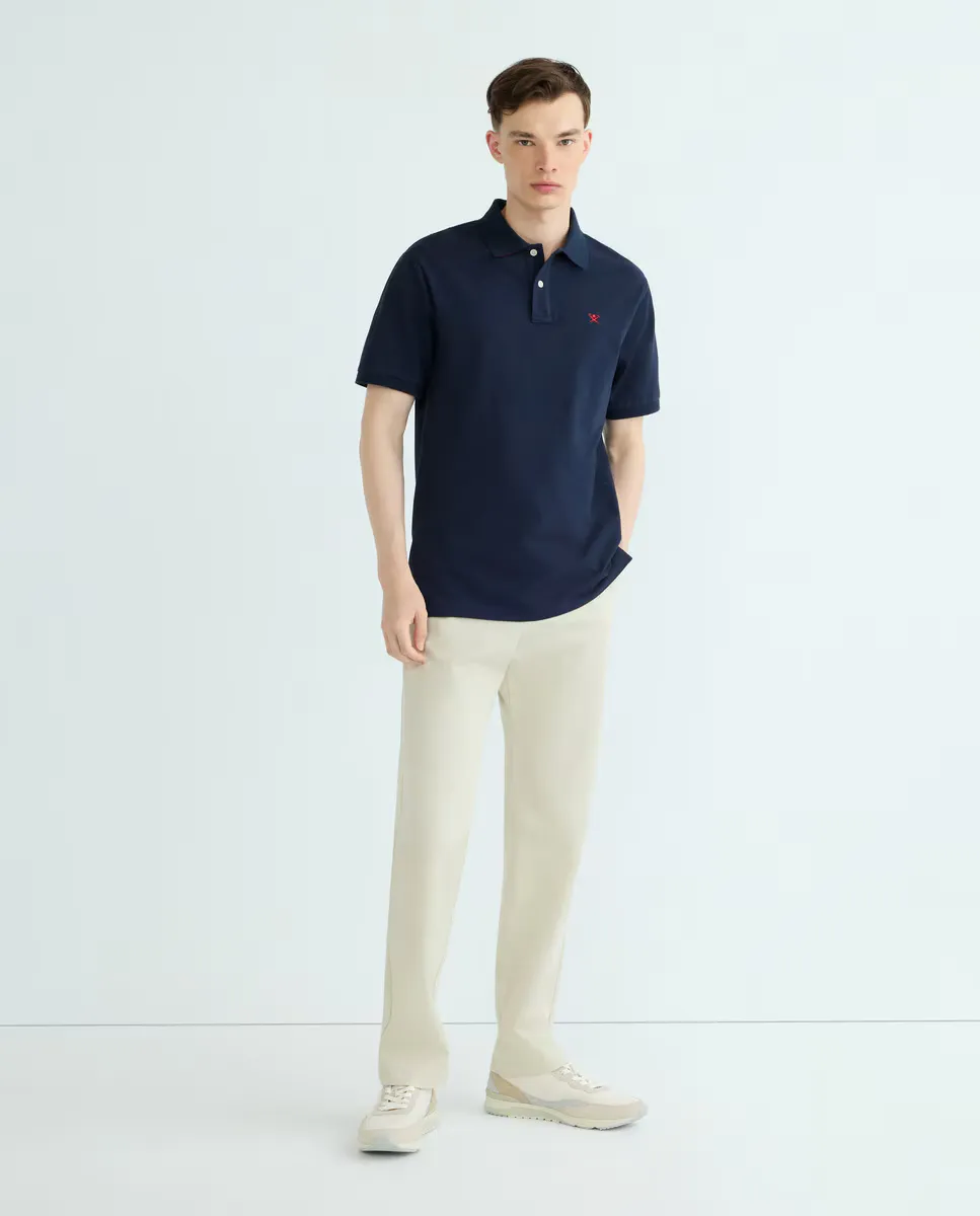 

Мужская поло из пике с коротким рукавом Classic Fit Hackett, темно-синий