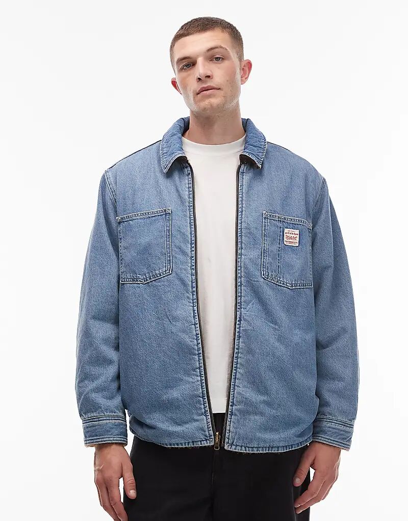 

Двусторонняя куртка Levi's Workwear Capsule из искусственного меха и денима в клетку, светло-синяя