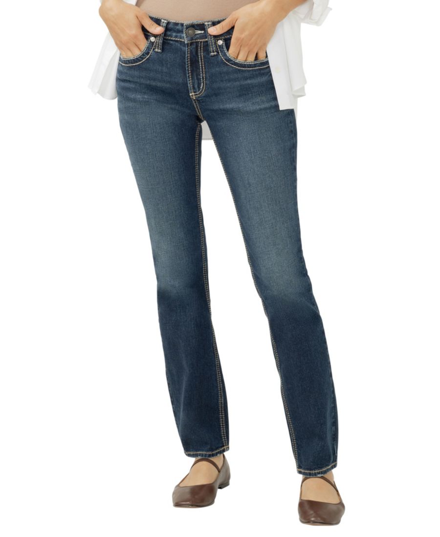 

Женские джинсы Suki со средней посадкой, облегающим силуэтом и прямыми штанинами Silver Jeans Co, Aubrey