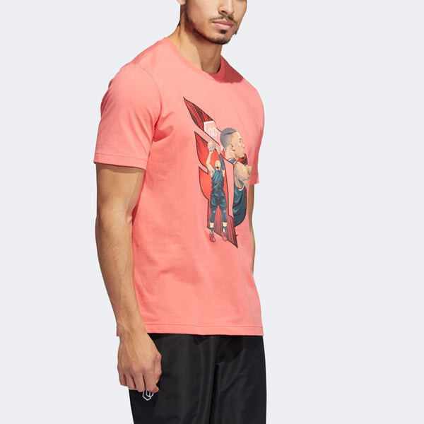 Футболка Adidas Dame Casual Basketball Cartoon Character Sports Round Neck Breathable Short Sleeve Pink, мультиколор — фото 4