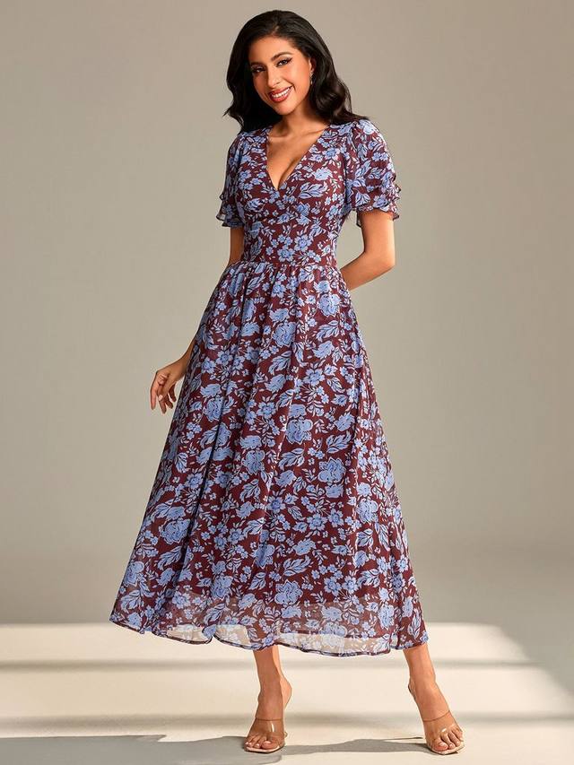 

Флоральное шифоновое макси-платье Jolie Moi, Burgundy Floral