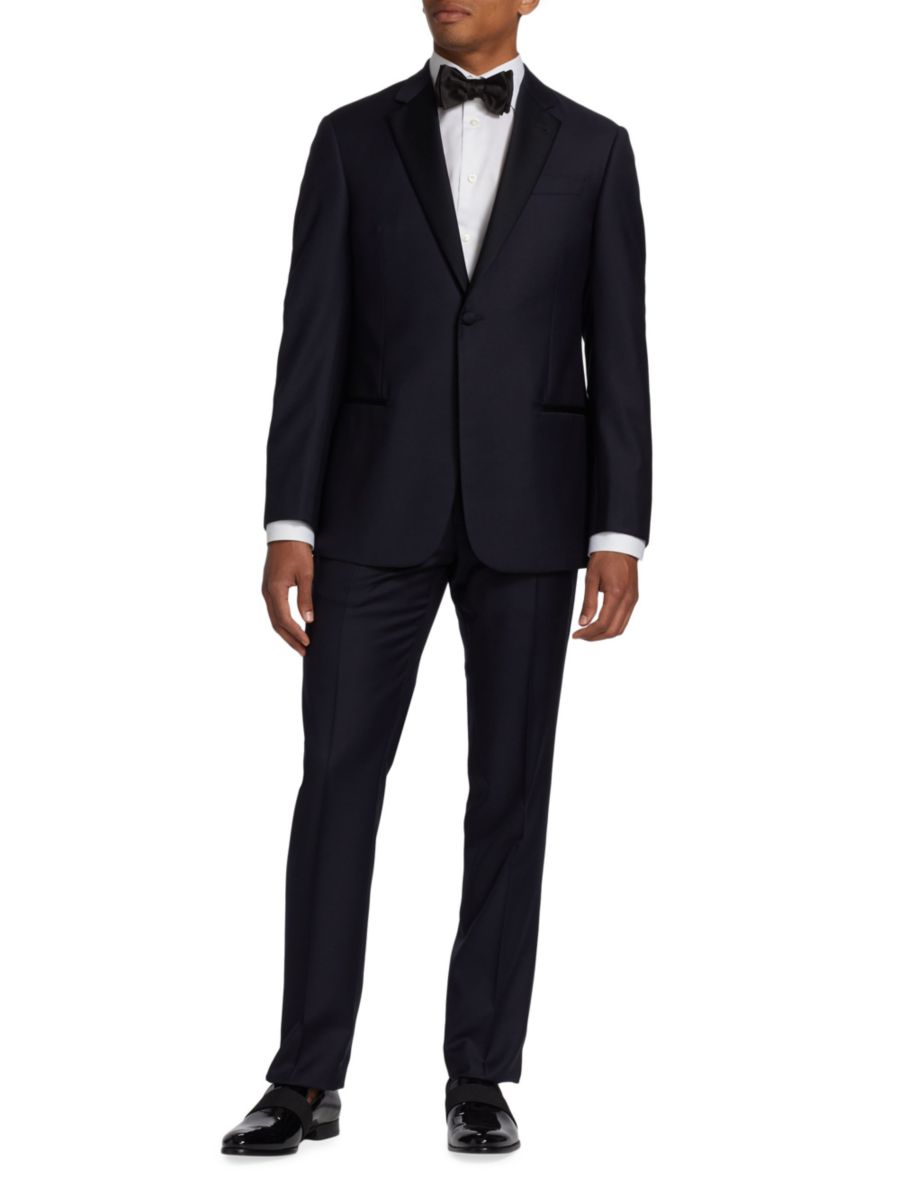 

Приталенный шерстяной блейзер Emporio Armani, цвет Solid Blue