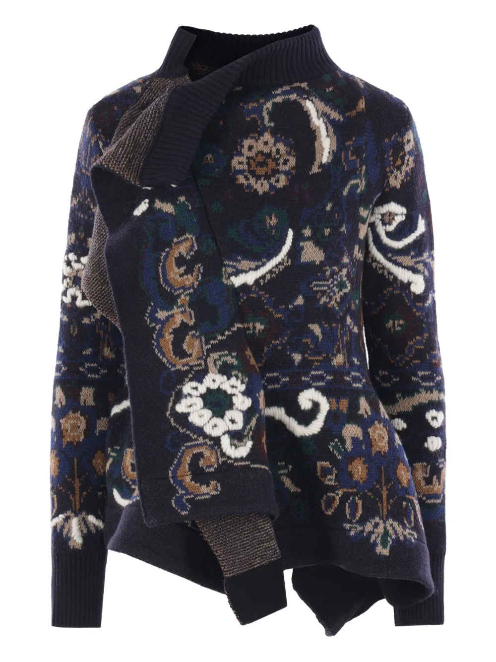 

Шерстяной свитер с оборками и узором SACAI, черный