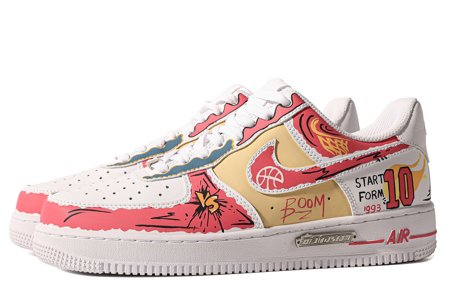 

Кроссовки Nike Air Force 1 Skateboarding Shoes Women's Low-top Red/yellow/white, оранжевый/красный