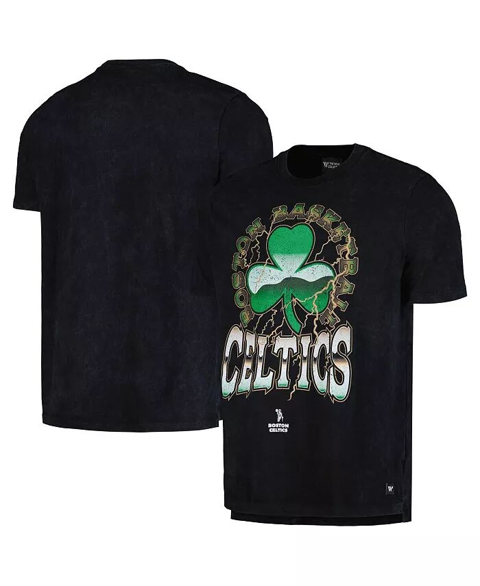 

Мужская и женская черная потертая футболка Boston Celtics Tour Band The Wild Collective