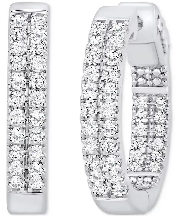 

Двухрядные серьги-кольца с бриллиантами (1 карат) из 10-каратного белого золота, 0,7 дюйма Macy'S, white