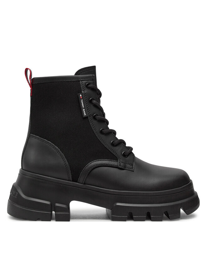 Сапоги Tommy Jeans Tjw Chunky Lace Up Boot Mix Mat, черный