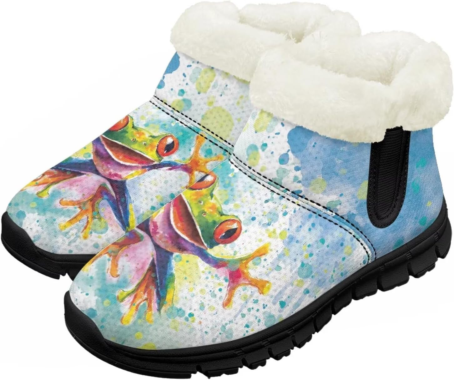 

Девочки Мальчики Зимние Сапоги Сноубутсы для Малышей Теплая Обувь с Меховой Подкладкой Модные Ботильоны Нескользящая Обувь Chririnla, Funny Frog