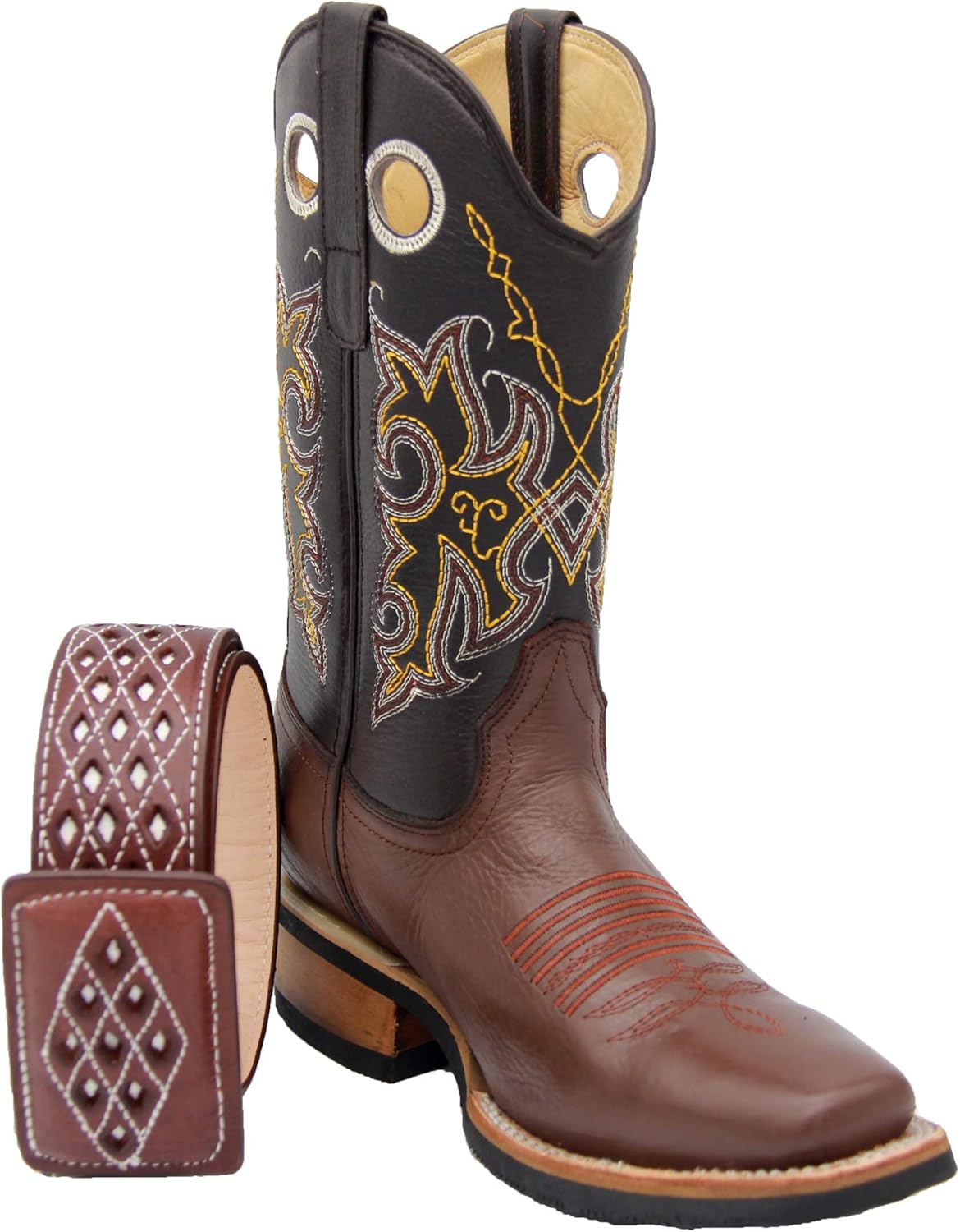 

Мужские ковбойские сапоги Western Shops с квадратным носком из натуральной кожи с ремнем The Western Shops, коричневый