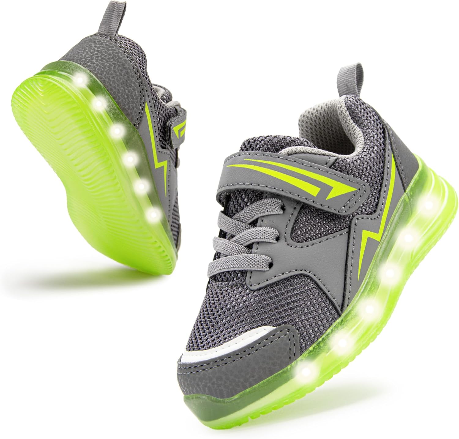 

Детские кроссовки Floranate с подсветкой для мальчиков и девочек, светящиеся LED, легкие для прогулок и тенниса, для малышей и маленьких детей, серый/серый
