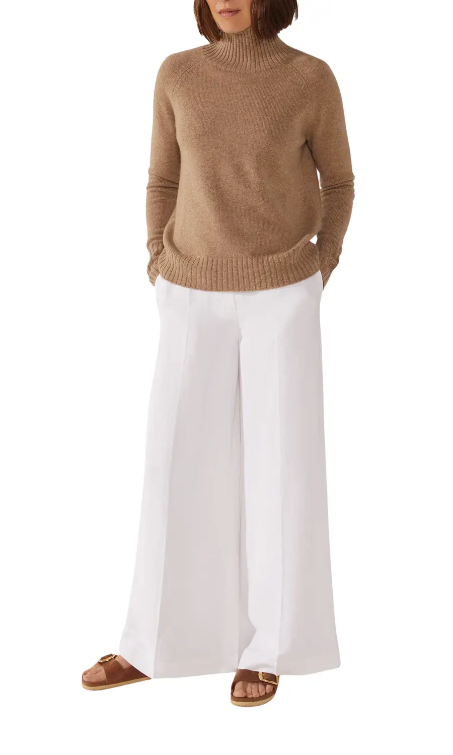 

Свободный свитер с высоким воротом Emma Cashmere Italic, коричневый