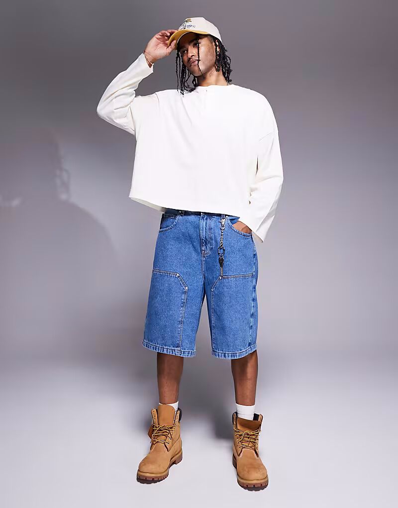

Длинные джинсовые шорты ASOS DESIGN с плотницким узором