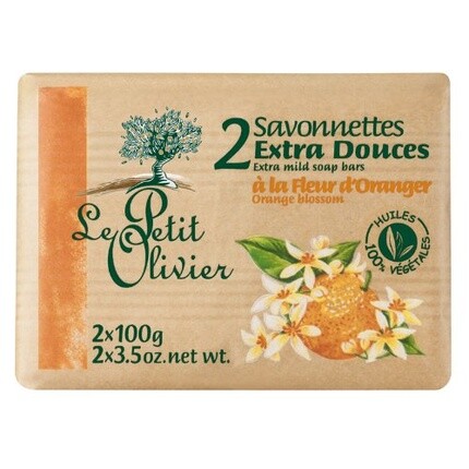

0005035 Экстрамягкое мыло для красоты с цветками апельсина 2 x 100 г Le Petit Olivier