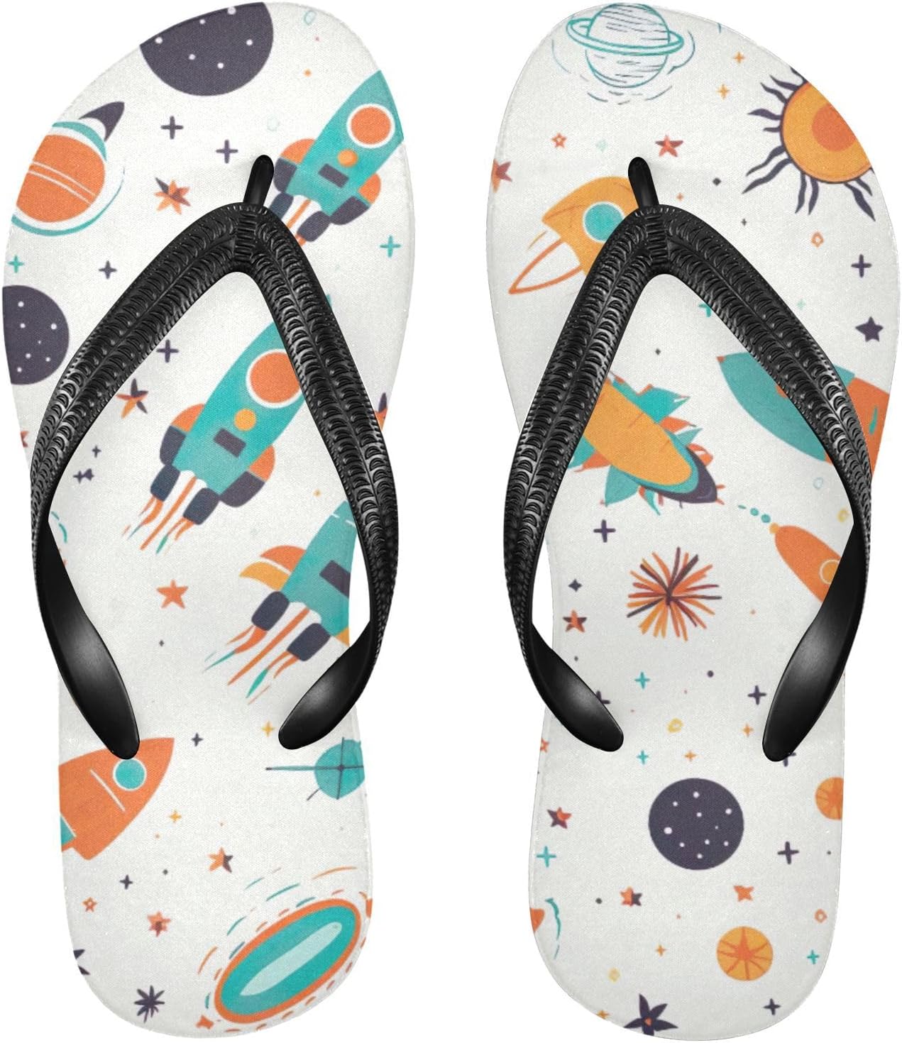 

Женские и мужские летние повседневные сандалии Space Planet Rocket Flip Flop для пляжа и душа Kfbe