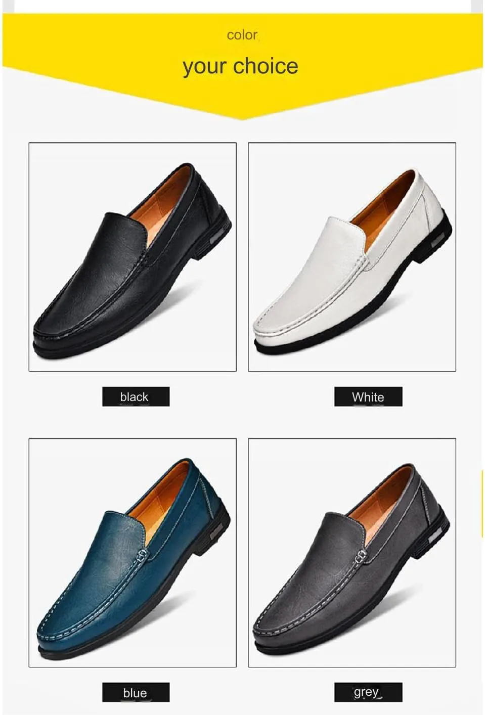 

Мужские лоферы из натуральной кожи без шнурков, повседневные, с перфорацией для вентиляции, комфортные, мягкая подошва, плоские, для вождения и повседневной носки XOEKD, серый