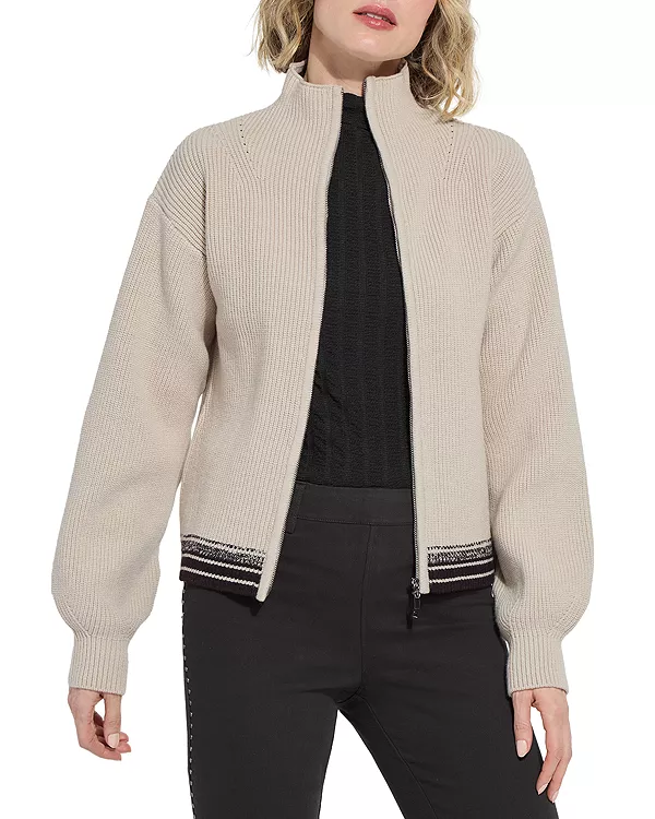 

Уютный ребристый свитер на молнии от Blythe Lyssé, бежевый