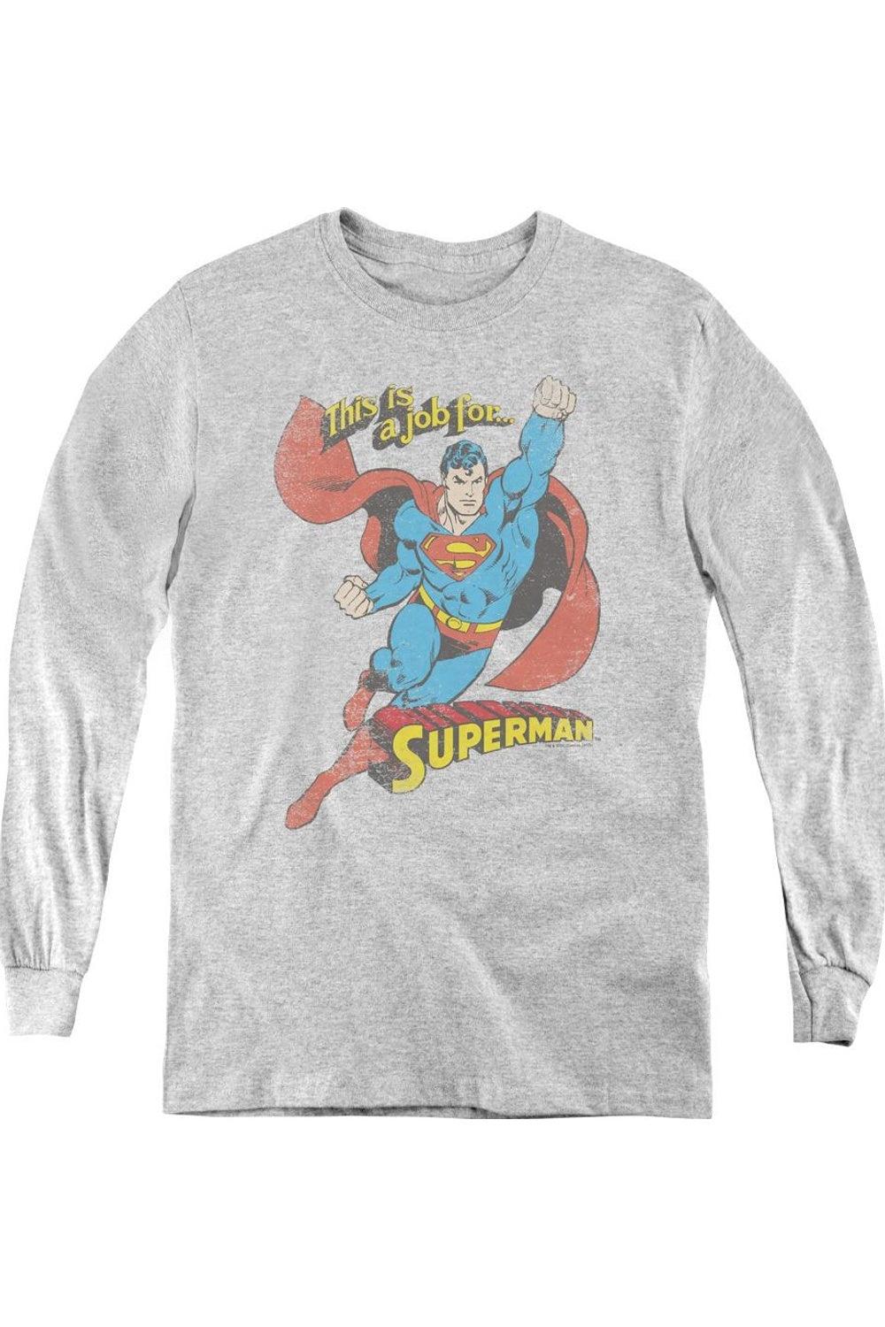 

DC Comics На работе молодежная футболка с длинным рукавом Gildan, Athletic Heather