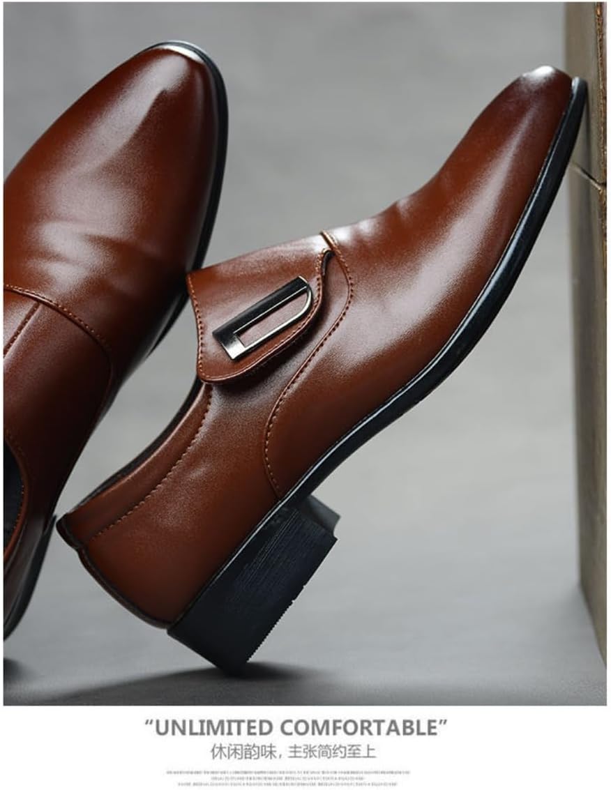 Мужские туфли monk strap на высоком каблуке с пряжкой Geerta, коричневый — фото 3