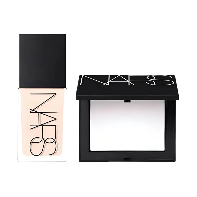 NARS Набор топовой тональной основы из двух предметов: легко растушевывается, стойкая, маскирующая, фиксирующая, 10 г + 30 мл, подарок на день рождения, Radiant Skin Liquid Foundation L2 30ml+Classic Big White Powder Compact 10g — фото 4