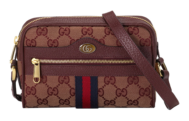 

GUCCI Сумка через плечо Ophidia Canvas With Leather мини женская бордовая