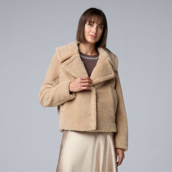 

Маленькая укороченная куртка из шерпы Simply Vera Vera Wang, цвет mocha freeze
