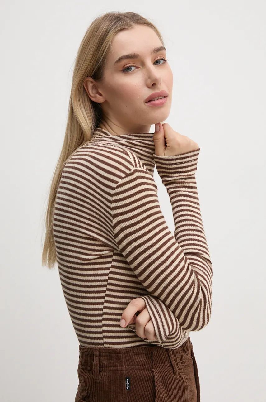 

Хлопковый топ с длинными рукавами Pepe Jeans ELIF, бежевый