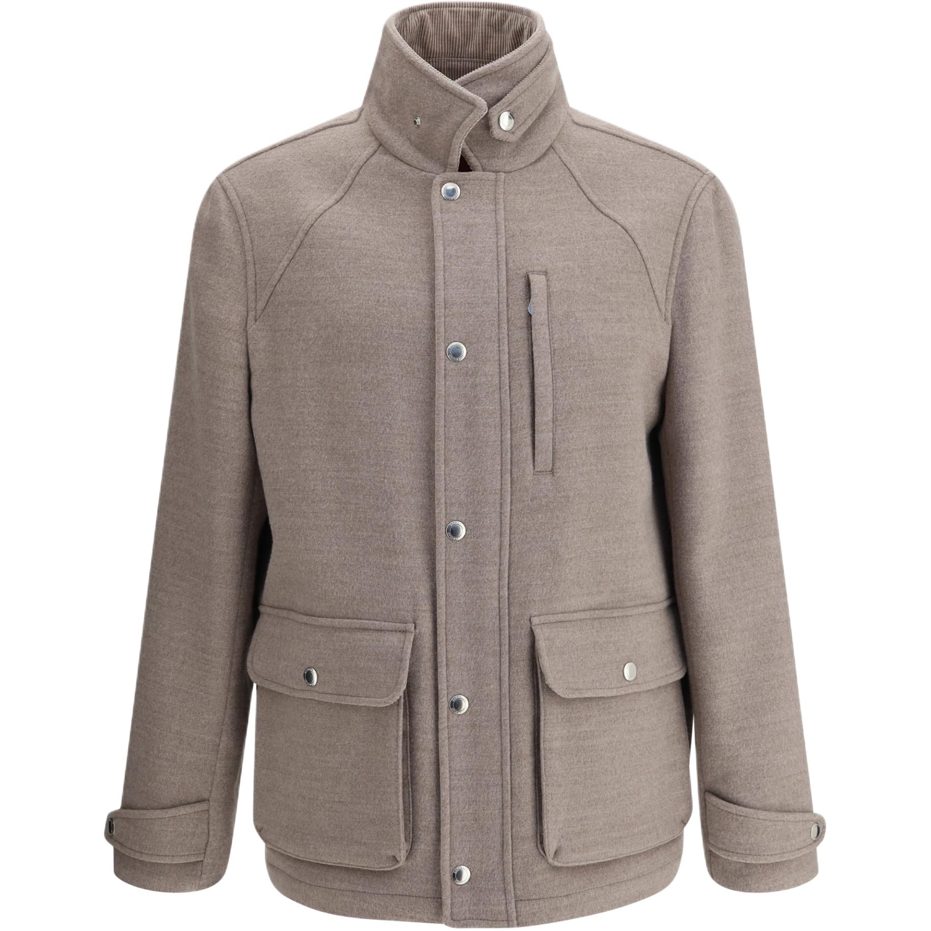 

Brunello Cucinelli Куртка с высоким воротником и накладными карманами, Light Brown