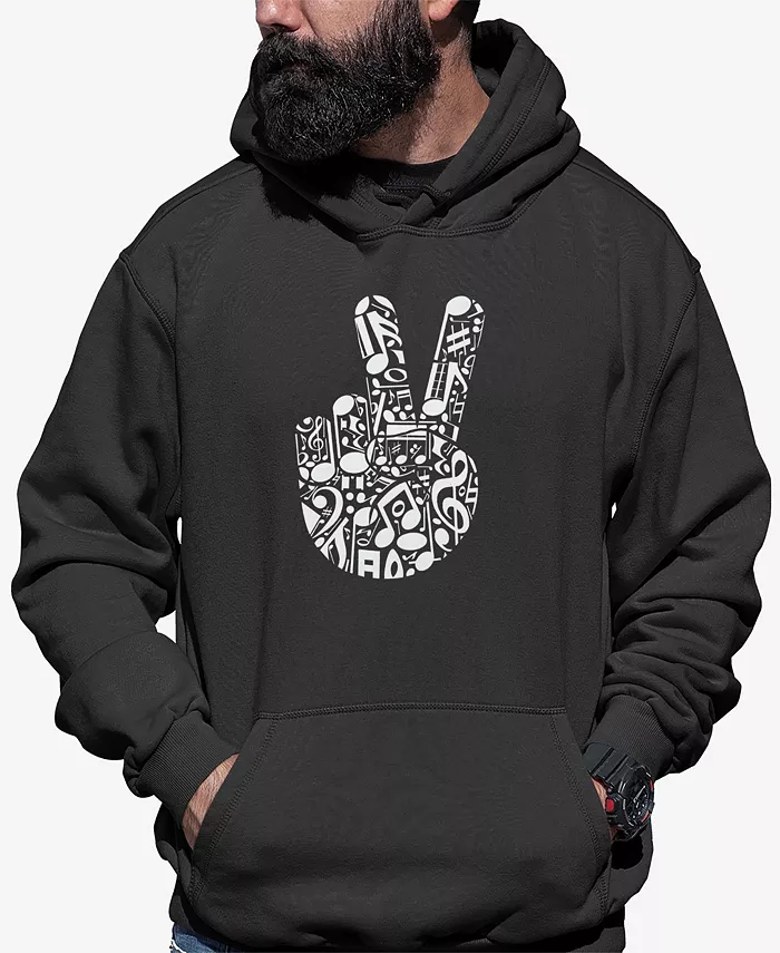

Мужская худи с принтом "Peace Finger Notes Word Art" LA Pop Art, серый