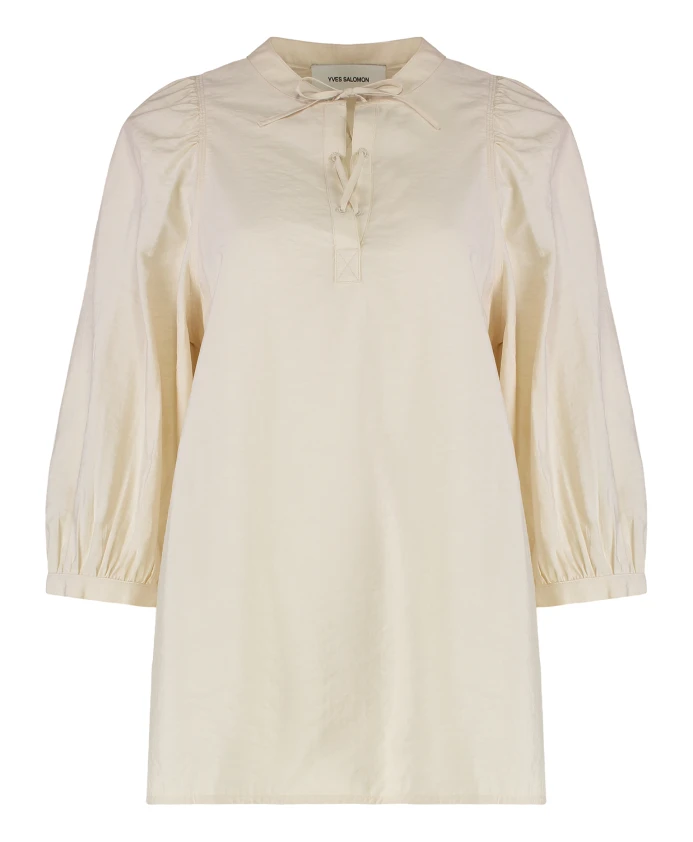 

Блузка из смесовой шелковой ткани со шнуровкой Yves Salomon, бежевый