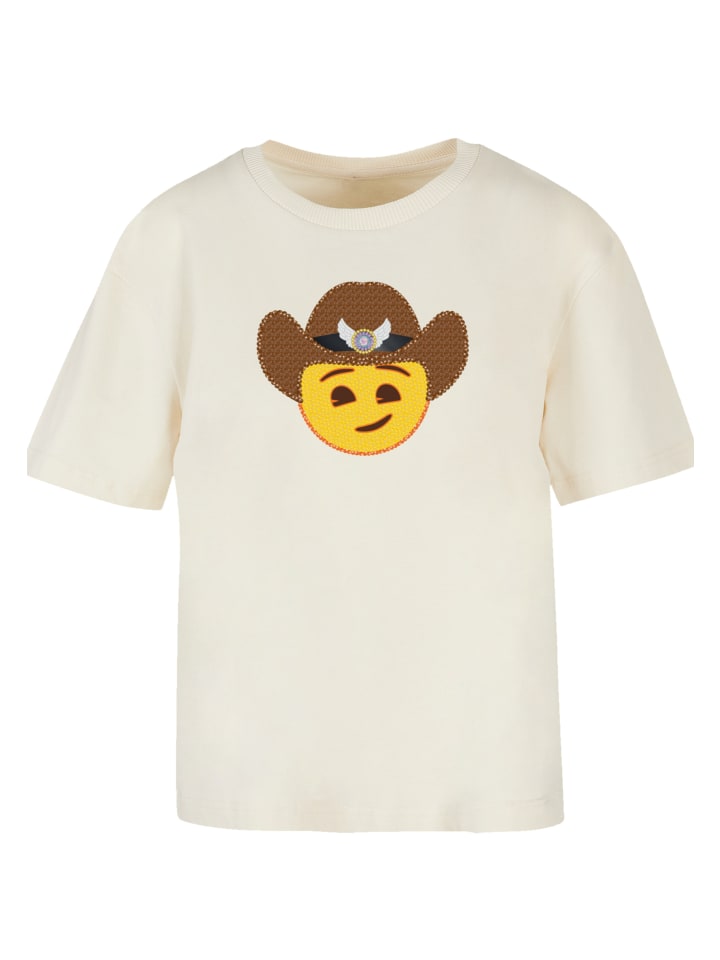 

Футболка emoji couture Ladies Everyday Tee Smiling sequin yellow face cowboy hat, цвет Whitesand