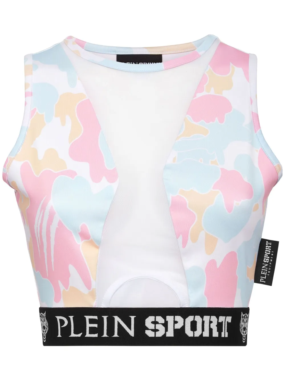 

Укороченный топ с камуфляжным принтом Plein Sport, розовый