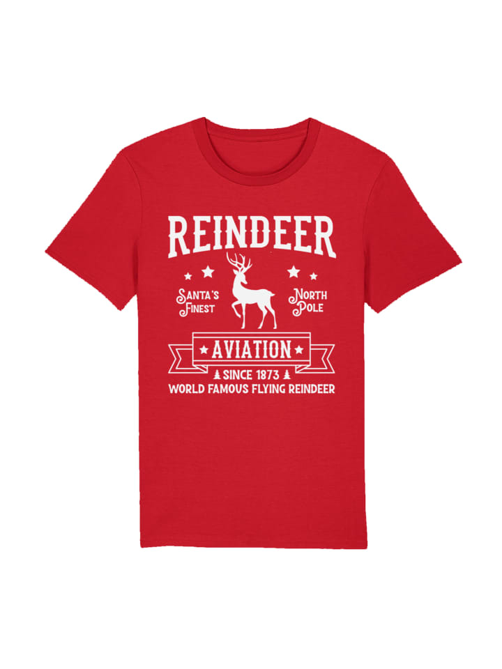 

Футболка F4NT4STIC T-Shirt Reindeer Aviation Retro Weihnachts Sign, красный