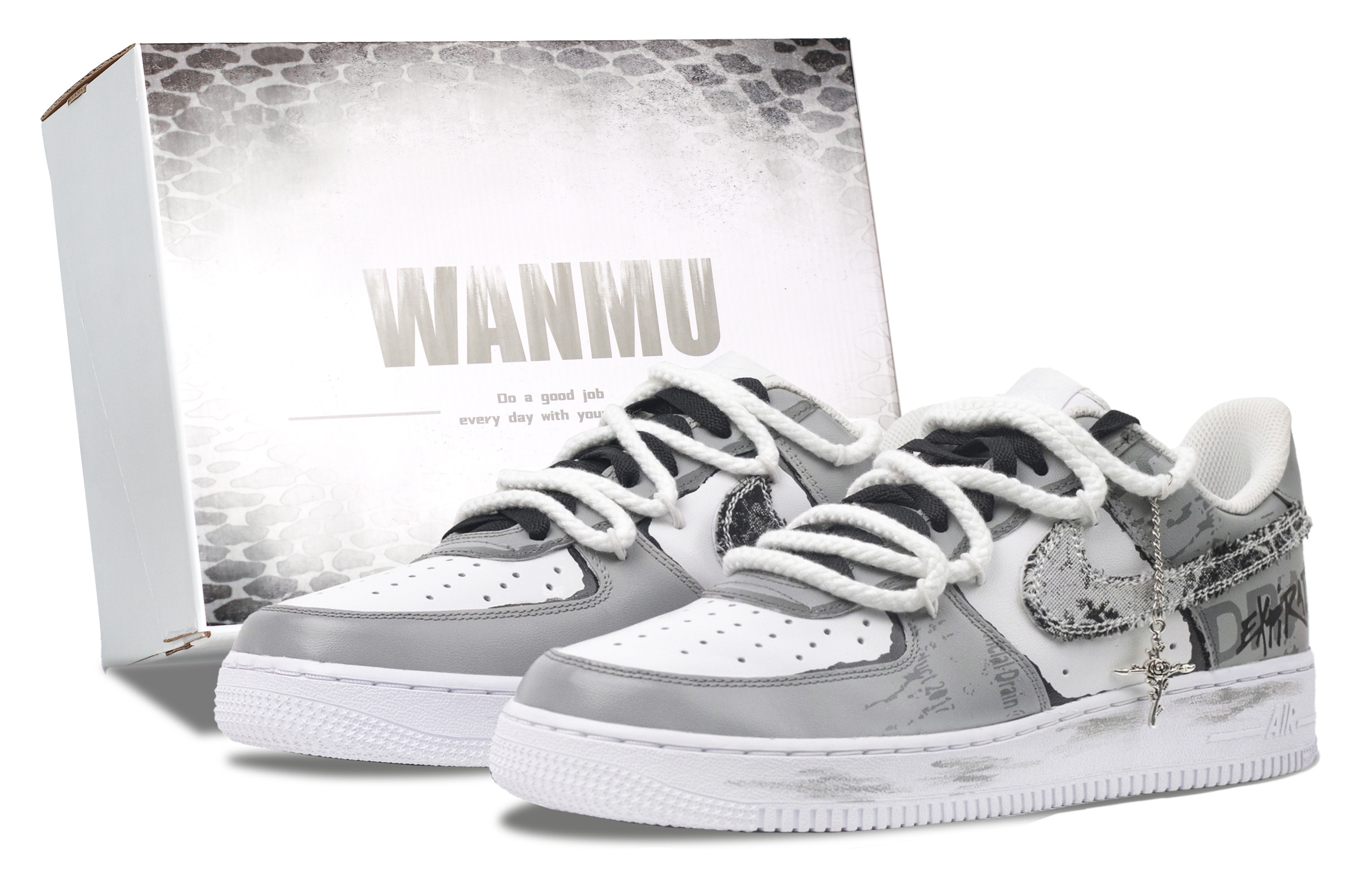 

Nike Мужские кроссовки Air Force 1 с рисунком маслом, граффити, износостойкие, балансирующие, низкие, для скейтбординга, белые, серые