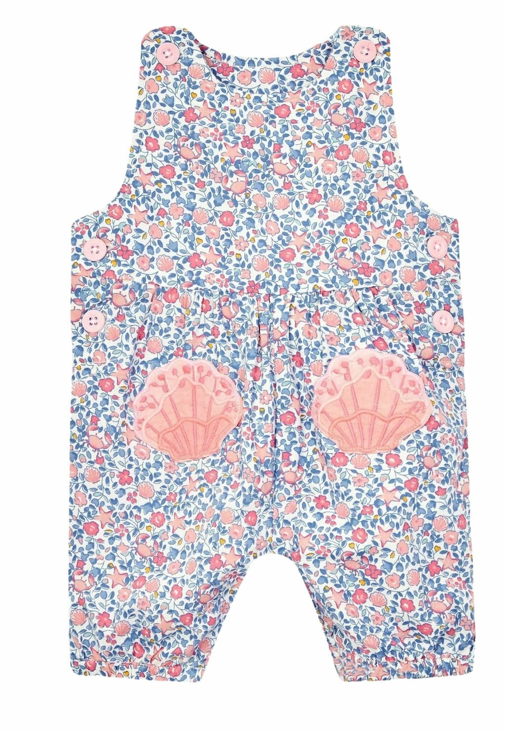 

Комбинезон STRAWBERRY APPLIQUE POCKET DITSY FLORAL REGULAR FIT JoJo Maman Bébé, цвет blue seashell