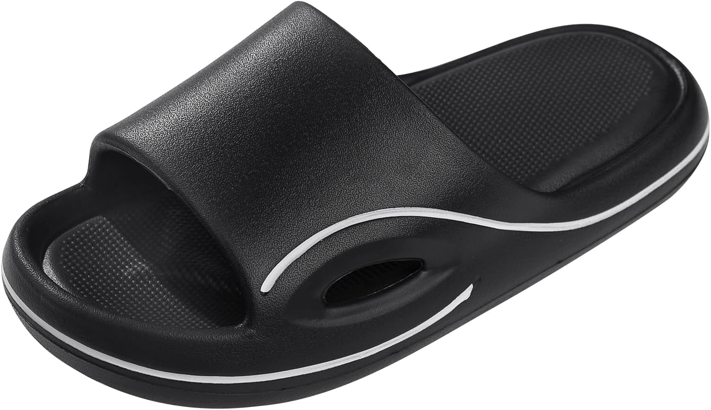 

Домашние тапочки для женщин и мужчин, ультракомфортные, с мягкой подушкой, толстая подошва, летние шлепанцы с амортизацией, нескользящие, легкие, быстросохнущие, для душа Caslonee, черный