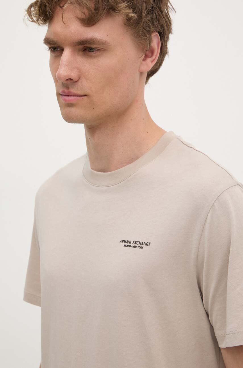 

Хлопковая футболка Armani Exchange, бежевый