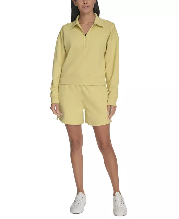 

Толстовка Women's French Terry Collared Half-Zip Pullover Top Calvin Klein, зеленый