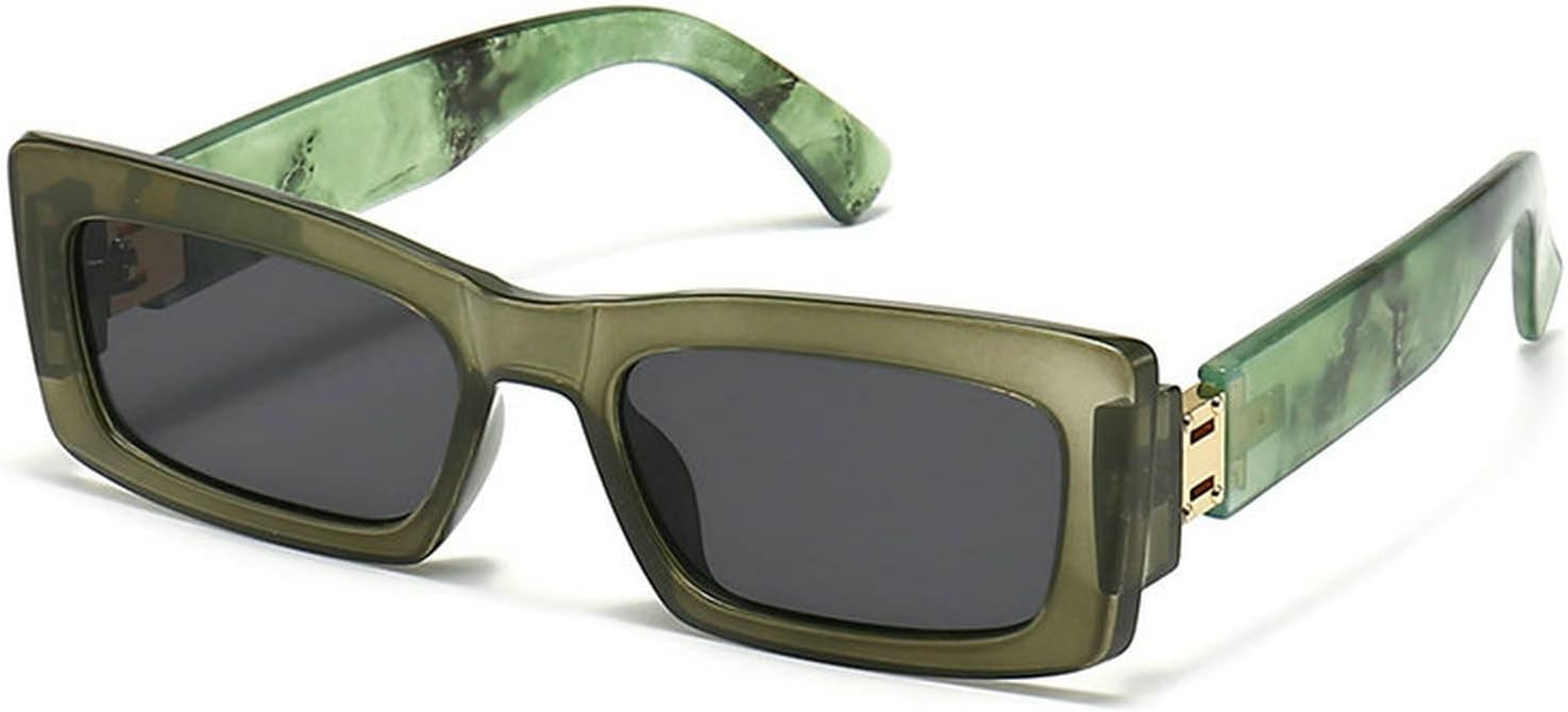 

COTIA Модные разноцветные прямоугольные женские солнцезащитные очки в стиле ретро, ​​квадратные узкие очки с защитой от УФ-излучения UV400, мужские винтажные розово-зеленые солнцезащитные очки, Dark Green