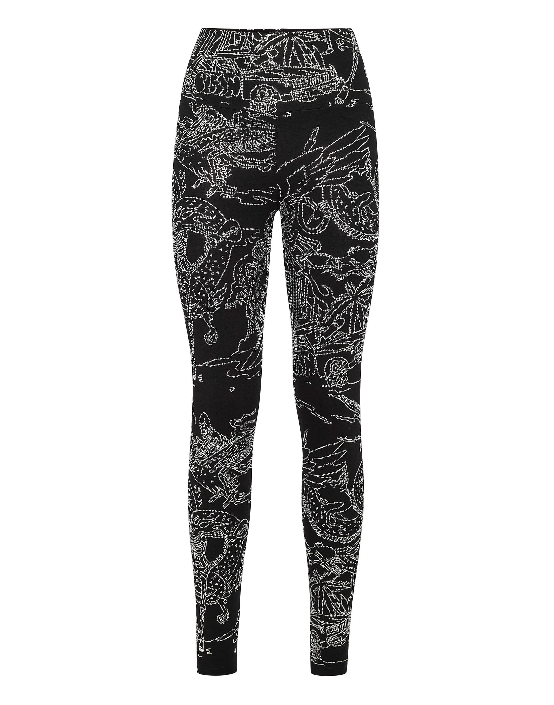 

Леггинсы для бега, камни, татуировка со скелетом PHILIPP PLEIN, черный