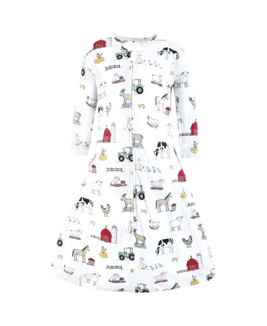 Уютный спальный мешок из хлопкового трикотажа с длинными рукавами Hudson Baby, Farm