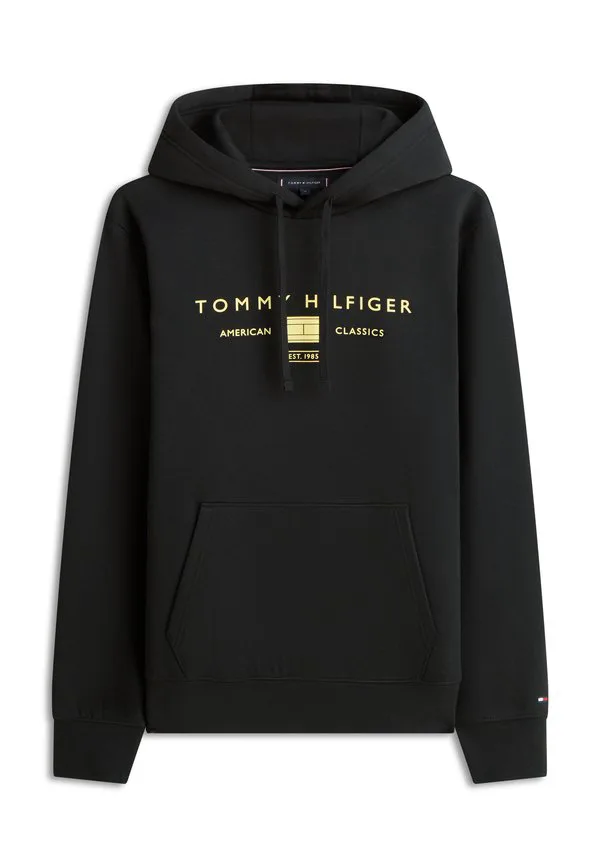 Худи с капюшоном и завязками из махровой ткани с логотипом Tommy Hilfiger, Black — фото 4