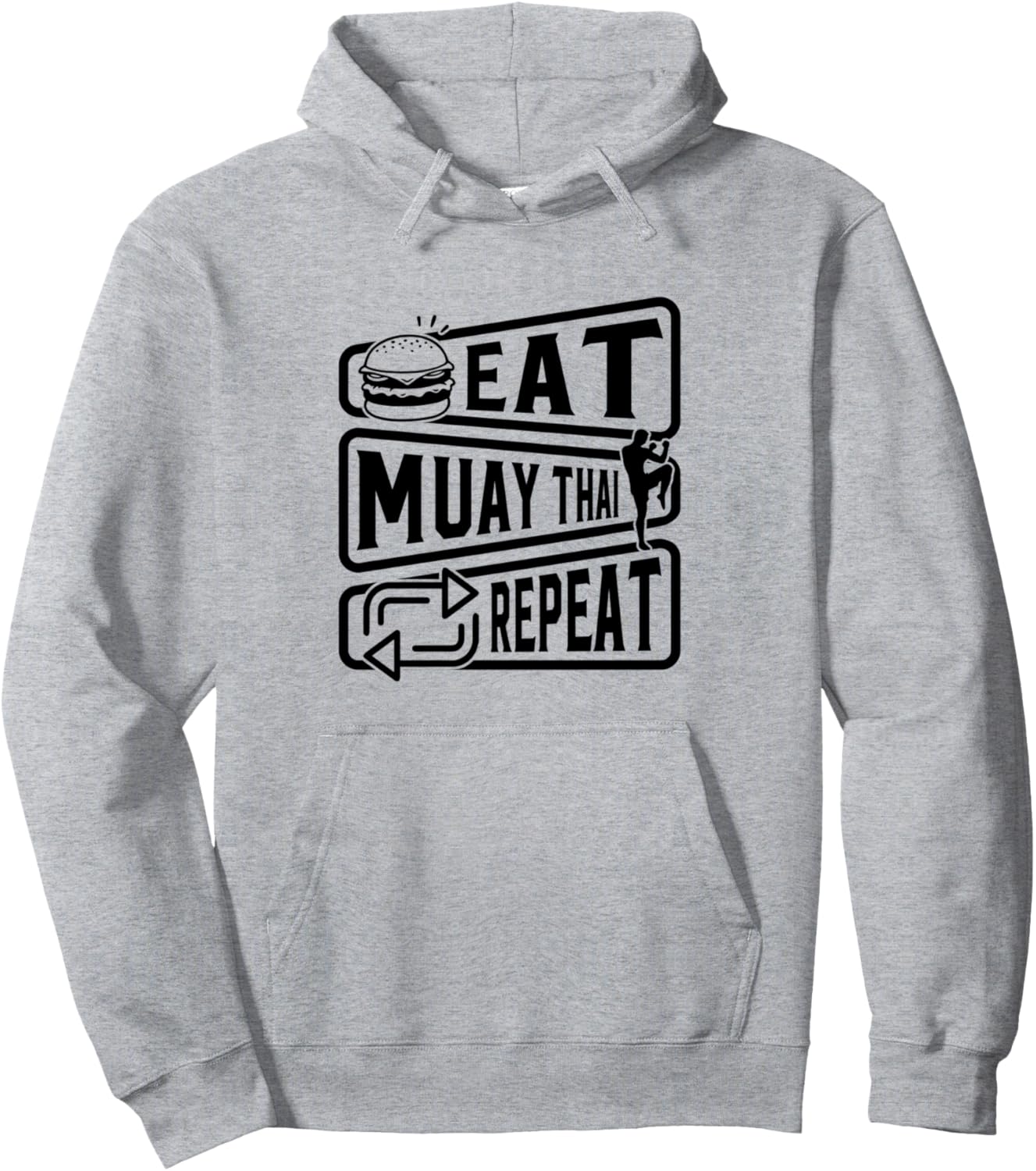 

Забавная толстовка с надписью Ешь муай-тай, повторяй - Муай-тай Funny Muay Thai Boxing Muay Thai Martial Arts, серый