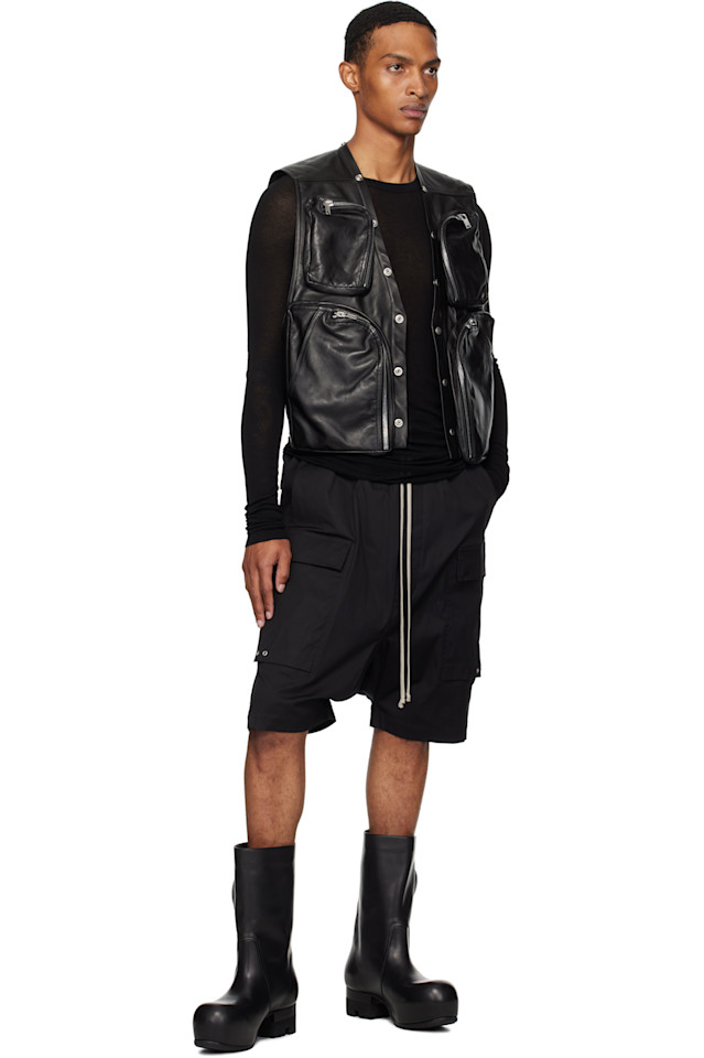 Кожаный грузовой жилет Concordians Rick Owens, черный — фото 4