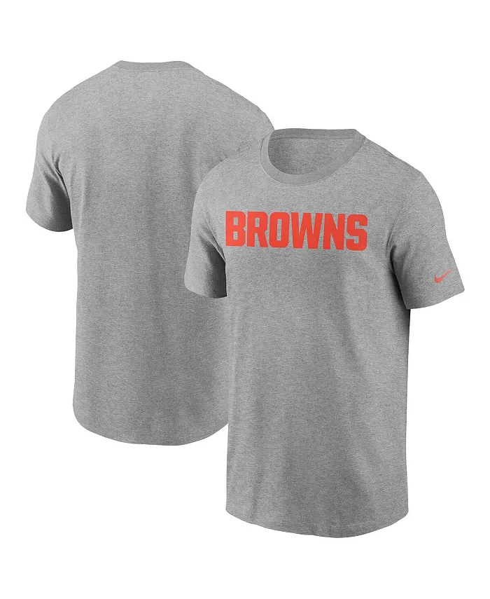 

Мужская футболка Cleveland Browns Essential Wordmark цвета хизер-серый Nike