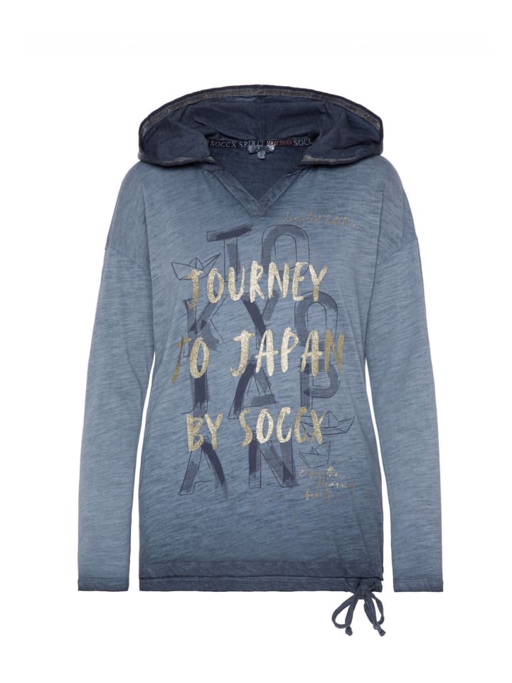 

Лонгслив soccx Shirt 'Konnichiwa', темно-синий
