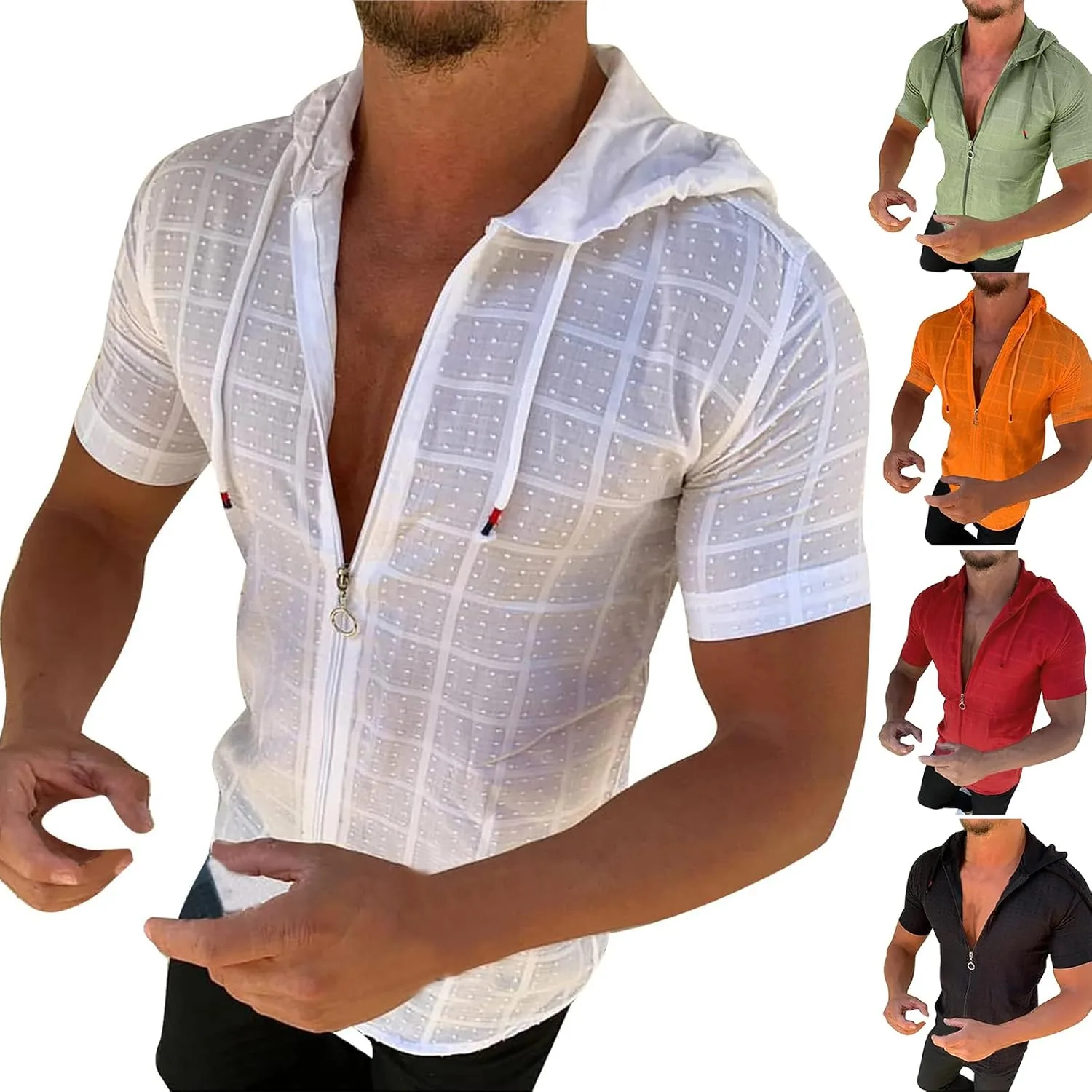 

Толстовка для тренировок мужская с коротким рукавом и молнией Thatrich